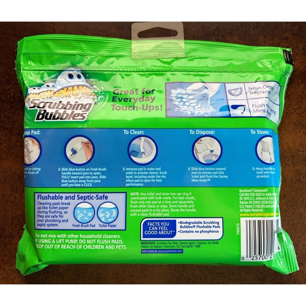 Scrubbing Bubbles Extend A Clean Fresh Brush Flushable Refills 12 Count Citrus - Picture 2 of 2